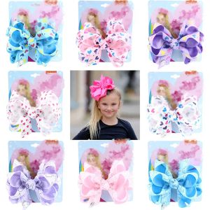 Valentine's day 5 inch Bows Love Heart Barrettes Hand-made Grosgrain Ribbon Hair clips Hairpins Hair Accessories for Baby Girls BJ