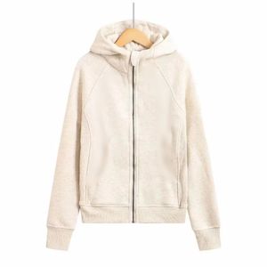 Completi per yoga di Capodanno da donna Giacca con cappuccio con zip intera spazzolata Abbigliamento sportivo Pista da allenamento con cappuccio Cappotto da corsa con tasche Pile da esterno Fori per i pollici LU907