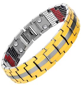 Balanced Energy Bracelet 4 In 1 Negative Ion Magnetic And Gold Titanium Bangle8074149