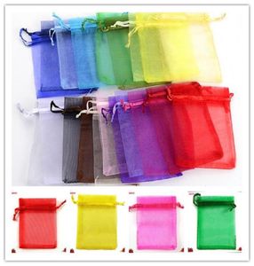 100pcs 7x9 cm Organza Sheer Gauze Jewelry Bags Packing Drawable Organza Bags Wedding Gift Bags Sachet Organza 5ZSH3126058634