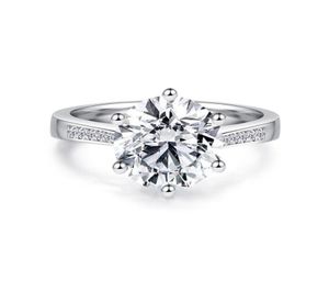 Pierścienie klastra Lesf Luksusowy 4 ct Solitaire INEGAMENTUR CUT 6 PRONG SONA Diamond 925 Srebrna obrączka dla kobiet4542298