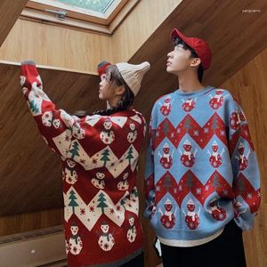 Męskie swetry 2023 Zimowe Boże Narodzenie swobodne luźne dzianiny ciepłe pary pasujące do strojów kreskówki śnieg man pullover