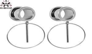 Kubooz öron piercing mätare rostfritt stål dingle pluggar tunnlar kropp smycken expander bår mode örhängen smycken 2pcs9965008