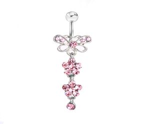 D0030 Bowknot Belly Button Navel Stud Pink Pink Color0123454842792
