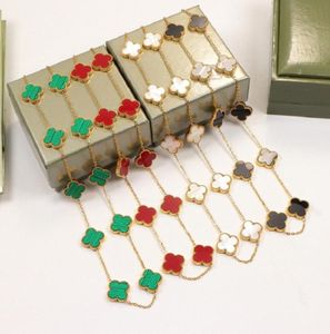 Fyra bladklöverhalsband designer smycken kvinnor halsband guld silver grön blommakedja länk kedja med box8449459
