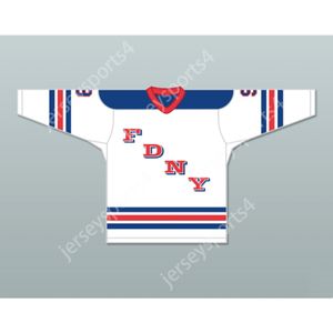 Custom WHITE FDNY BRAVEST 9 HOCKEY JERSEY DESIGN Top Stitched S-M-L-XL-XXL-3XL-4XL-5XL-6XL