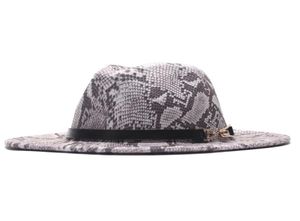 Leopard Fedora Hats for Women Imitacja wełna fedoras panama poczuł kapelusz zima mężczyzn Jazz Hats Trilby Chapau femme caps2935226