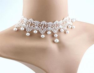 Chokers Elegante Vintage Imitation Perle Weiße Spitze Statement Choker Halsketten Brautschmuck Für Frauen Hochzeit Fashion4694883