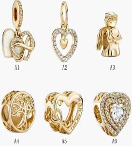 Real S925 Srebrne uroki Bracelety uwielbiają złoty aniołek miłosny Style Tree of Life łańcuch klamry