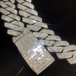 Ожерелье из 4 линий ледяного муассанита d, цветная кубинская цепочка, толщина 20 мм, 700 г, индивидуальный хип-хоп