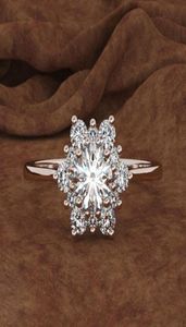 Luxury Female Snowflake Ring Fashion 925 Silver Yellow Rose Gold Color Crystal Zircon Stone Ring Vintage Wedding Rings For Women2348656