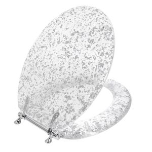 Toilet Seats Elongated Resin Decorative Seat with Chrome Hinges Silver Foil 231212