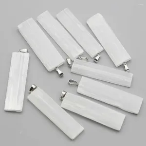 Colares Pingente Pedra Natural Turmalina Rocha Mineral Selenite Gesso Colar Cura Energia Encantos DIY Jóias Fazendo Atacado 12 Pcs