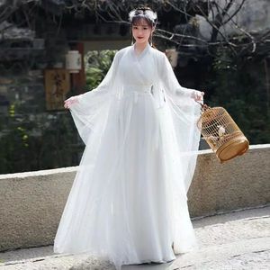 Roupas étnicas 3 Pcs / Set Branco Hanfu Mulheres Chinês Tradicional TV Jogar Fada Cosplay Antiga Mulheres Traje de Halloween 231212