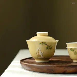 Set da tè artistico con bicchieri da vino con fiori di giada e osmanto dipinti a mano di Jingdezhen