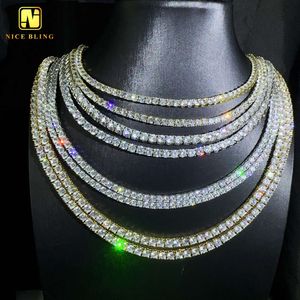 Wholesale Price 925 Sterling Silver Fine Jewelry Custom Size 3mm 4mm 5mm 5a Cz Tennis Chains 18k Gold Plated Tennis Necklaces