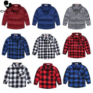Kids Shirts Spring Autumn Boys Long Sleeve Classic Plaid Lapel Shirts Tops with Pocket Baby Boys Casual Shirt Kids Clothing 231212