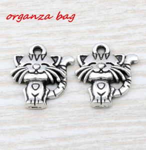 MIC 100PCS Starożytna srebrna cynk stop Singleded Cute Cat Charm Pendants 18x 19 mm DIY Jewelry A1109830779