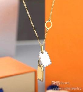 Fashion Luxury Necklace Designer Jewelry Choker Party Gold Platinum Double Square Card Pendant Halsband för ung manlig syster Gol7233954