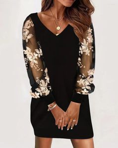 Sukienki swobodne wiosna i jesień czarny elegancki elegancki damski nadrukowany koronkowy sukienka kobieta moda moda w volld fit mini vestidos