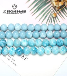 Larimar Gemstone Round Loose Beads Matt Storlek 6 8 10 12mm Immation Ocean Sea Stone Armband Halsband för smycken Making MX1908011170384