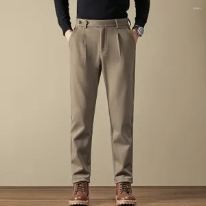 Men's Suits Trousers Leisure Cotton Male Gentleman Regular Fit Herringbone Business Plaid Woolen Pants For Wedding Groom A106