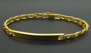 Guldfärgarmband 8 tum 100 rostfritt stål armband 9 mm bredd id bar trottoark kubansk kedja för muskulina män kvinnor länk4306457