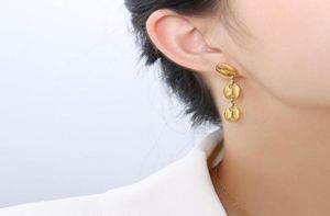 Dangle Earrings Fashion Gold Color Coffee Bean For Women Jewelry Smooth Vintage Cute Ear Accessories Wedding Gifts4832586