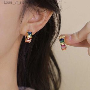 Stud Ins New Fashion Colorful Zircon Clip on Hoop Earrings for Luxury Round Circle非ピアスイヤリング2023トレンドジュエリーT231213