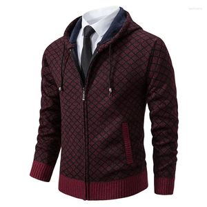 Erkek Sweaters 2023 Sonbahar/Kış Dış Giyim Hardigan Kazak kalınlaşmış başlıklı