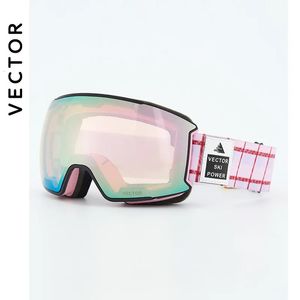 Skidglasögon Vector Small Ski Goggles Frame Print Rem för män Kvinnor utbytbara magnetlins UV400 Solglasögon Anti-dimma snöglasögon 231212