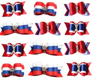 Ubrania dla psów 50pcs American Independence Day Pet Hair Bows Diamond for Small Dogs Pets 4 lipca akcesoria