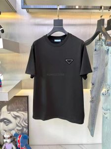 Maglietta da uomo designer camicia da uomo maglietta uomo maglietta nera abbigliamento da donna taglia XXL XXXL T-shirt 100% cotone manica corta triangolo petto intarsio Tees moda H maglietta di qualità