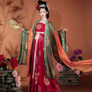 Abbigliamento etnico Camicia a maniche lunghe Hanfu in stile etnico cinese con film di seta moda televisiva retrò a maniche lunghe vestito Tang taglia SXL 231212