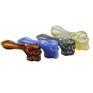 4.1 Inch/10.5cm Skull head Smoking Pipe Pyrex Glass Oil Burner Pipe Bubbler Hand Spoon Pipes Mini Heady Free Type Portable Tobacco Tools