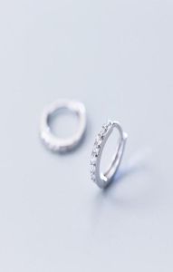 Sterling Silver Small Black Cubic Zirconia Huggie Hoops Earrings For Womens Mens Round Circle Ear Ring Earings Fine Jewelry Hoop5063369