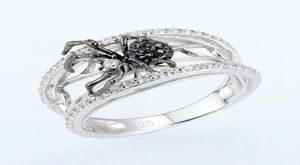 S983 Modna biżuteria czarny pierścień pająka cyrkon Diamond Pierścienie 2667985