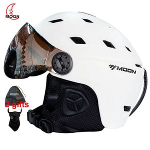 Capacetes de esqui Moon Goggles Capacete de esqui integralmente moldado PCEPS Capacete de esqui de alta qualidade ao ar livre adulto esporte esqui snowboard capacetes de skate 231212