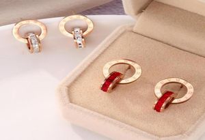 Crystal Diamond Coldings Fashion Titanium Stalowe pierścienie podwójne pierścienie rzymskie stadniny kolczyki 89792238624792