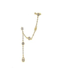 WholeLegance Tassel Earring for Women 925 Sterling Silver Single CZ Stud Circle Cuff Linkチェーンゴージャスなヨーロッパ人女性1650474