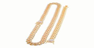 13mm Iced Out Cuban Necklace Chain Hip hop Jewelry Choker Gold Silver Color Rhinestone CZ Clasp for Mens Rapper Necklaces Bracelet2984390