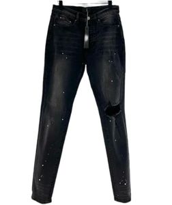 2024 Męskie purpurowe dżinsowe projektanci Jean Hombre spodnie Mężczyźni haft patchwork Raped Brand Motorcycle Spodni męskie szczupłe rozryte dla trendów vintage spodni