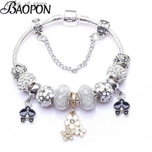 Charme Pulseiras BAOPON Vintage Prata Banhado Cristal Charme Pulseiras Para Wome Fit Snake Chain Marca Pulseira DIY Jóias Presente de Alta Qualidade T231213