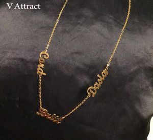 V Attract Personalisierte Halskette mit drei Namen für Damen, personalisierter Schmuck, Freunde, Gold, mehrere Namen, handgefertigt, Bijoux Collier Femme CX29924608