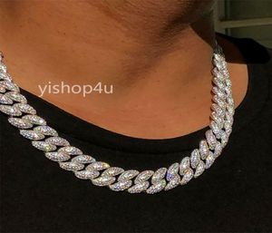 12mm Miami Küba Kabarcığı Bağlantı Zinciri Kolye 14K Beyaz Altın Kaplama Elmas Gerçek Buzlu Ceza 1622inch Kübik Zirkonya Jewel8888145