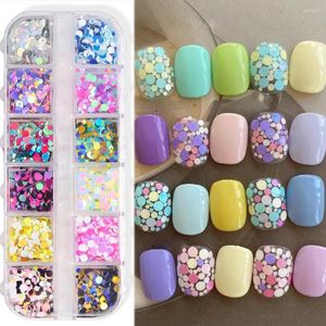 Nail Art Dekorationen 1Box Runde Glitzer Pailletten Gemischte Farbflocken Designs Holographische Laser Patch für Maniküre Funkelndes Dekor