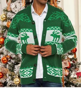 Mens Sweaters Mens Christmas Jacquard Knit Button Cardigan Sweater Jacket 231213