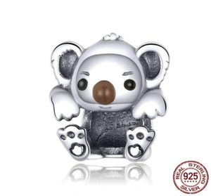 6 Mix Original 925 Sterling Silver Cute Animal Koala Charms Fashion Handmade pärla passar armband italienska smycken Charm Pendant283556994871