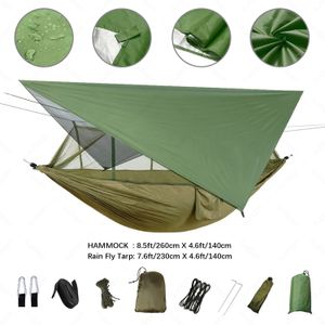 Portaledges Anti Outdoor Camping Hammock with Mosquito Net and Rain Tent Equipment Supplies Sheltersキャンプベッドサバイバルポータブル231212