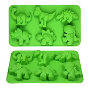 Baking Moulds Dinosaur Silicone Cake Mold for Kid Cartoon Dino Chocolate Candy Tray Soap Candle Making Tools Cupcake Topper Decorating 231213